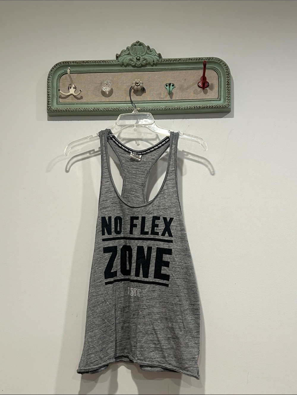 PINK Victoria's Secret Heather Gray Racerback Tank No flex zone Graphic small